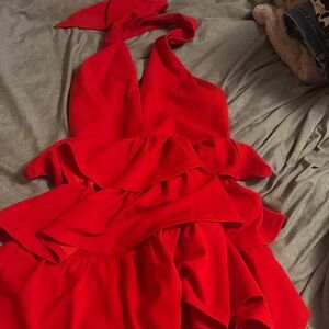 Entro Vibrant Red Backless Dress
